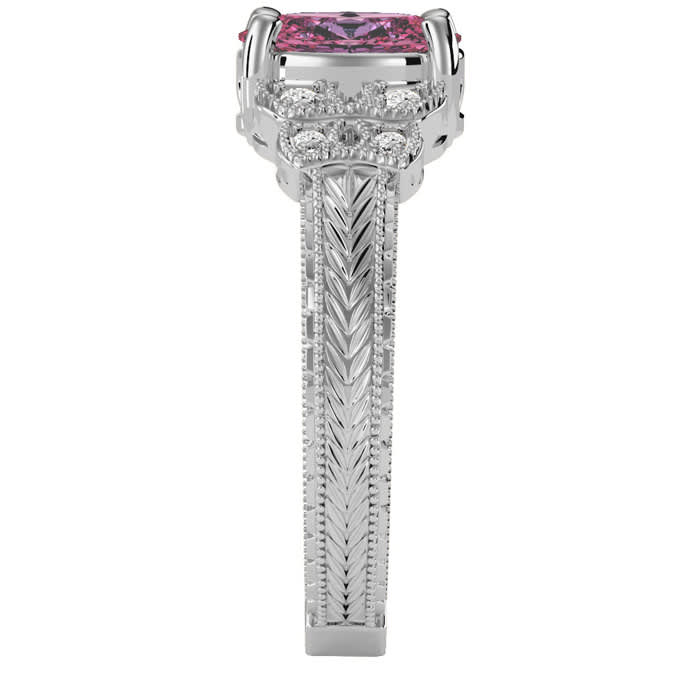 1 Carat Oval Shape Pink Topaz and Diamond Ring In 10 Karat White Gold