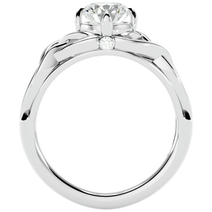 Moissanite Engagement Ring; 1 Carat Celtic Love Knot Moissanite Engagement Ring In 14 Karat White Gold