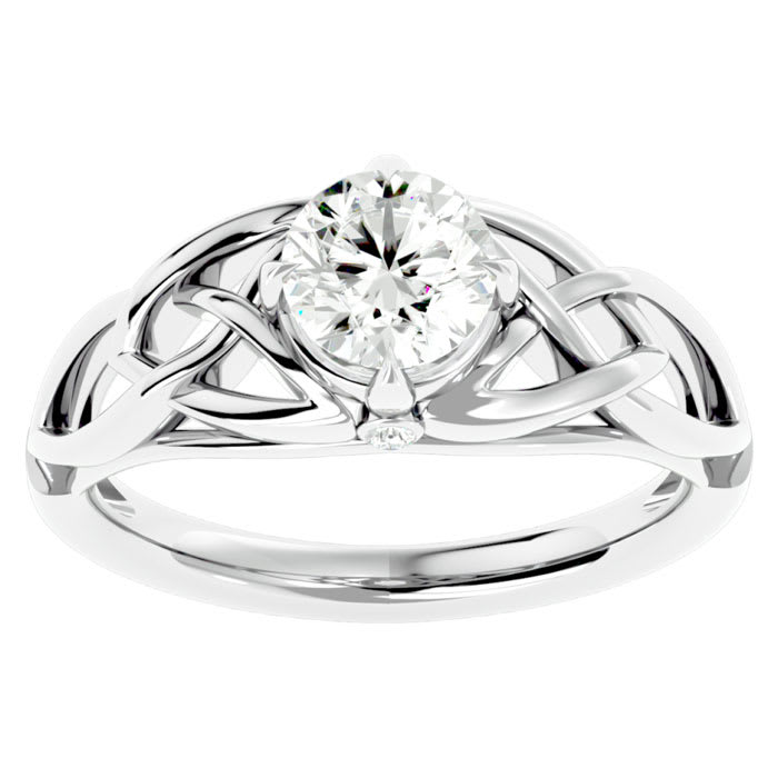 1 Carat Celtic Love Knot Diamond Engagement Ring In 14 Karat White Gold