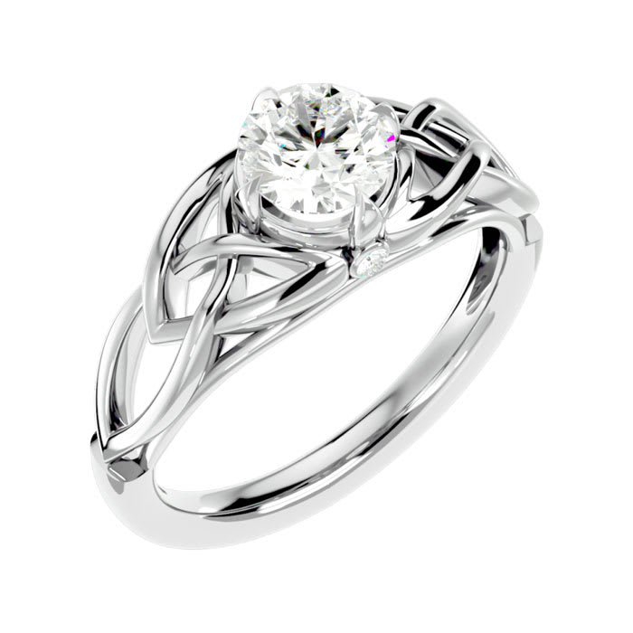 1 Carat Celtic Love Knot Diamond Engagement Ring In 14 Karat White Gold