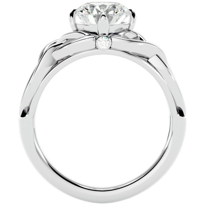 Moissanite Engagement Ring; 1 1/2 Carat Celtic Love Knot Moissanite Engagement Ring In 14 Karat White Gold