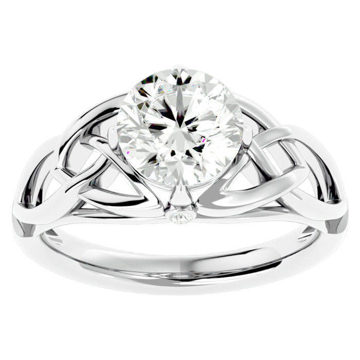 Moissanite Engagement Ring 2 Carat Celtic Love Knot Moissanite Engagement Ring In 14 Karat White Gold