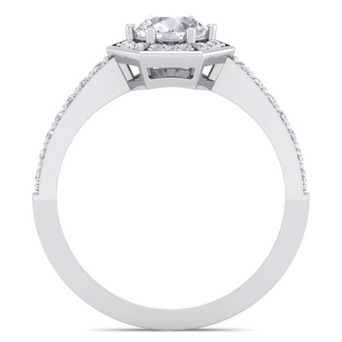 1 Carat Halo Diamond Engagement Ring In 14 Karat White Gold