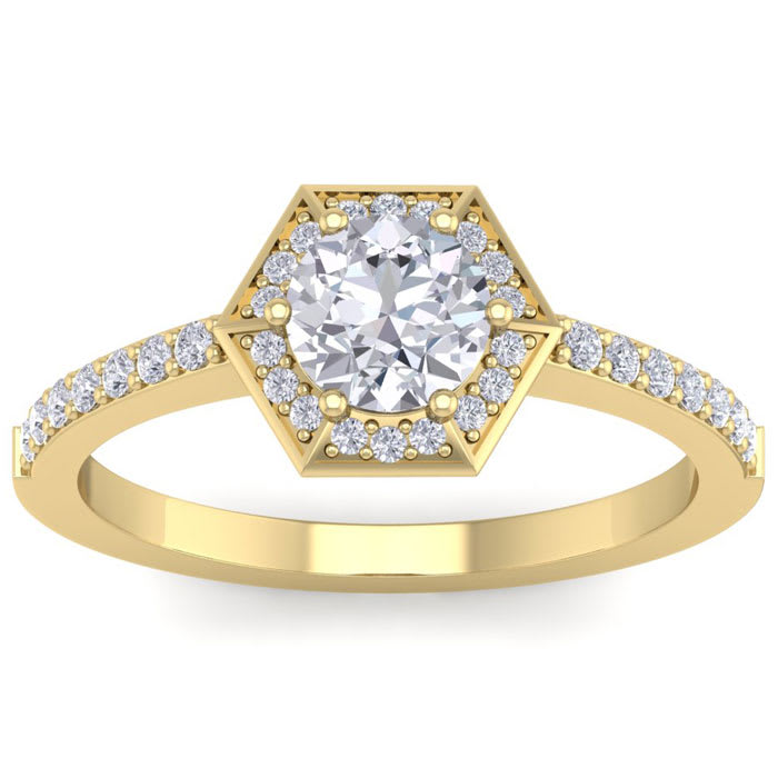 1 Carat Halo Diamond Engagement Ring In 14 Karat Yellow Gold
