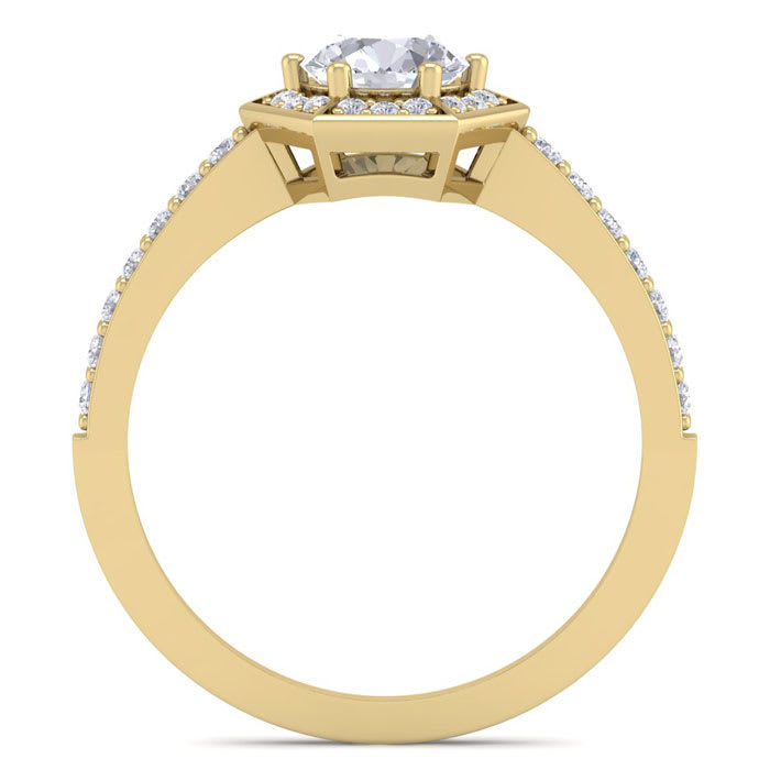 1 Carat Halo Diamond Engagement Ring In 14 Karat Yellow Gold