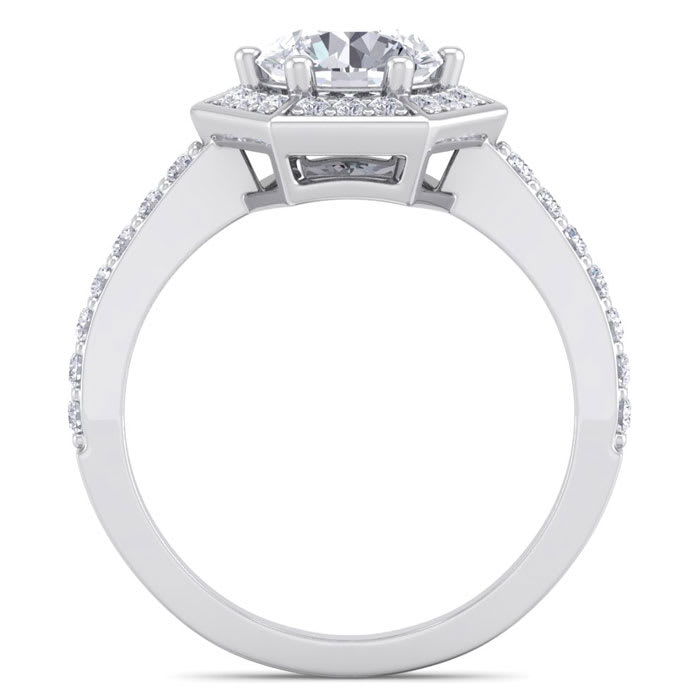 2 Carat Halo Diamond Engagement Ring In 14 Karat White Gold