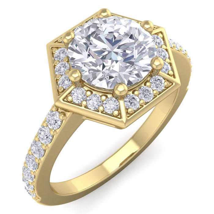 2 Carat Halo Diamond Engagement Ring In 14 Karat Yellow Gold