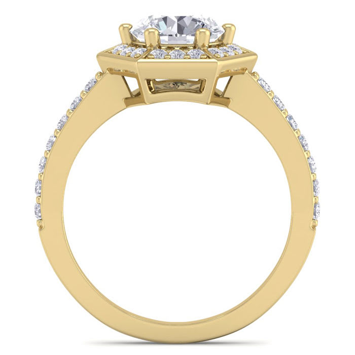 2 Carat Halo Diamond Engagement Ring In 14 Karat Yellow Gold