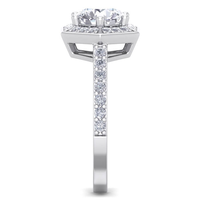 2 1/2 Carat Halo Diamond Engagement Ring In 14 Karat White Gold