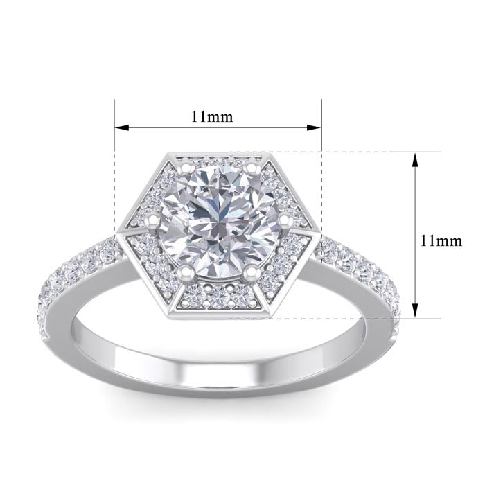 2 1/2 Carat Halo Diamond Engagement Ring In 14 Karat White Gold
