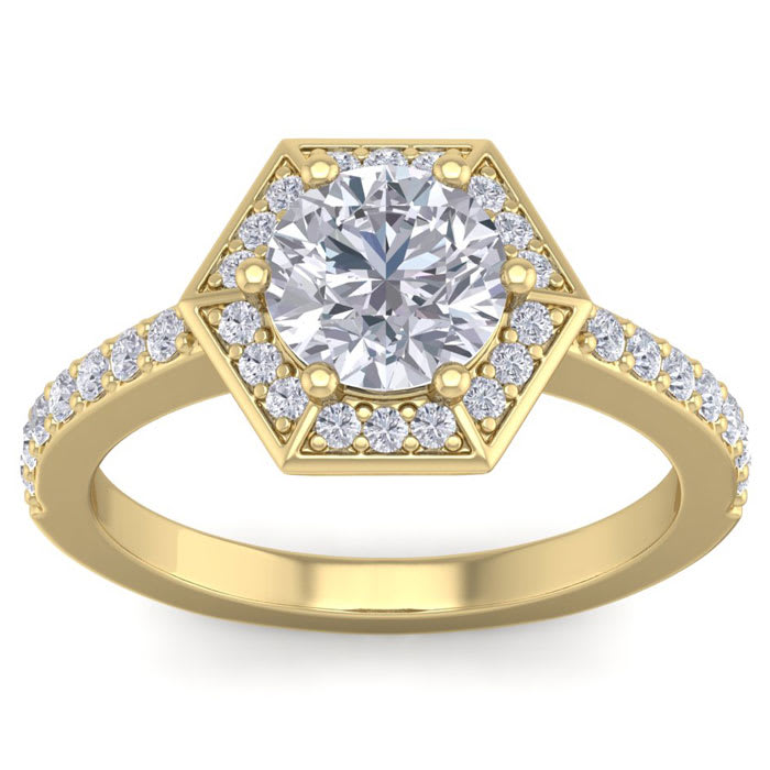 2 1/2 Carat Halo Diamond Engagement Ring In 14 Karat Yellow Gold