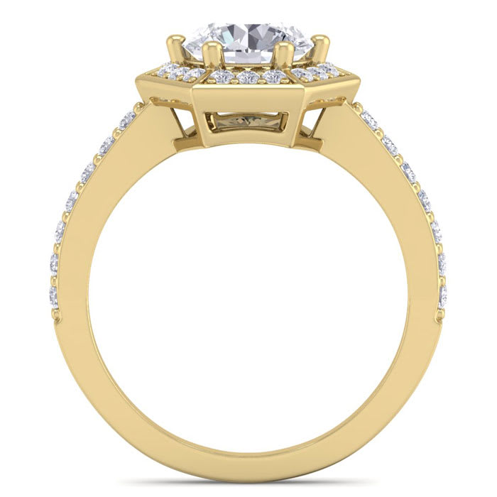 2 1/2 Carat Halo Diamond Engagement Ring In 14 Karat Yellow Gold