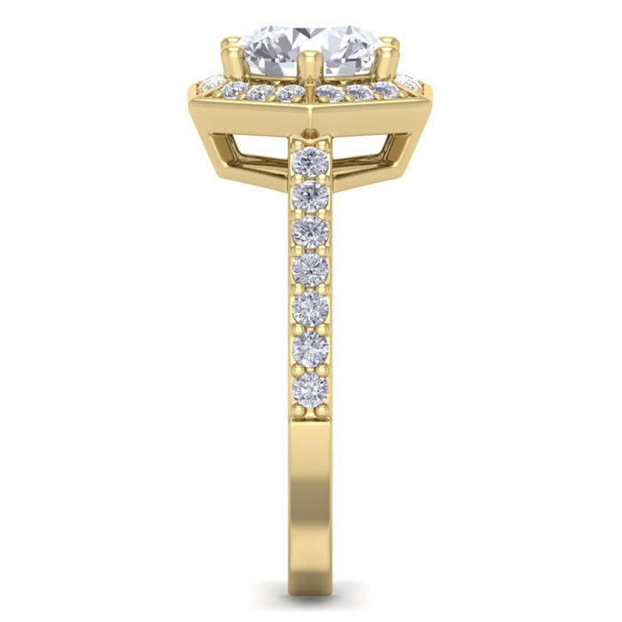 2 1/2 Carat Halo Diamond Engagement Ring In 14 Karat Yellow Gold