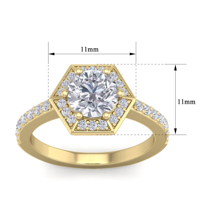 2 1/2 Carat Halo Diamond Engagement Ring In 14 Karat Yellow Gold