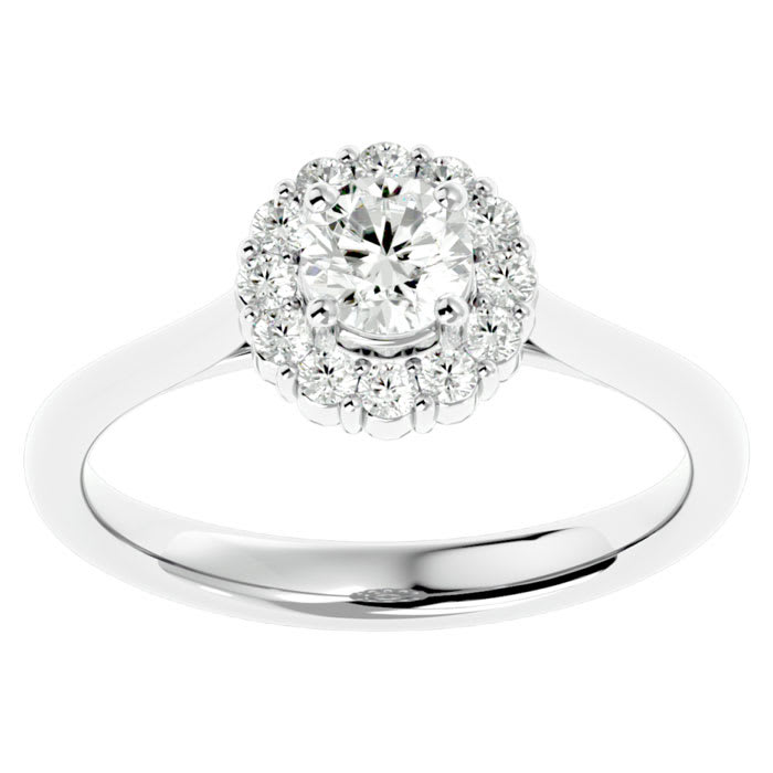 3/4 Carat Halo Diamond Engagement Ring In 14 Karat White Gold