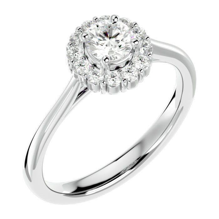 3/4 Carat Halo Diamond Engagement Ring In 14 Karat White Gold