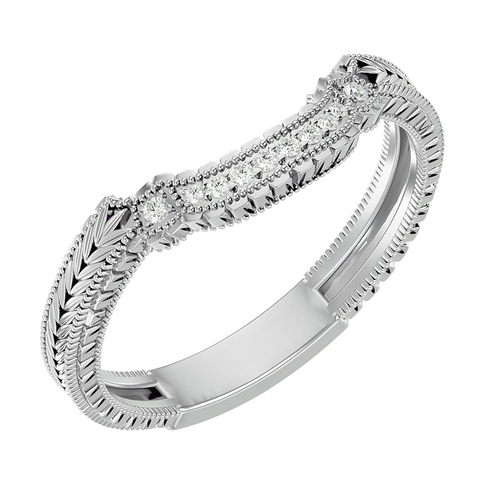 1/10 Carat Matching Diamond Band In 10 Karat White Gold