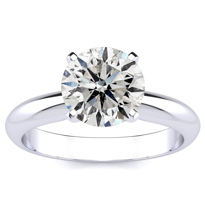3 Carat Cushion Diamond Solitaire Engagement Ring In 14K White Gold
