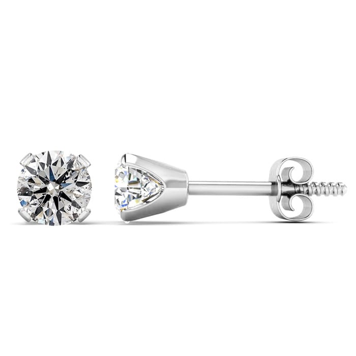 Nearly 1 Carat Colorless Diamond Stud Earrings In 14 Karat White Gold.  Tens Of Thousands Sold To Happy Customers!