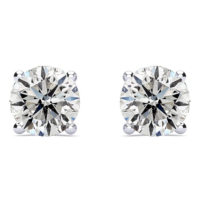 2 Carat Natural Diamond Stud Earrings In Platinum With Safety Screw Posts