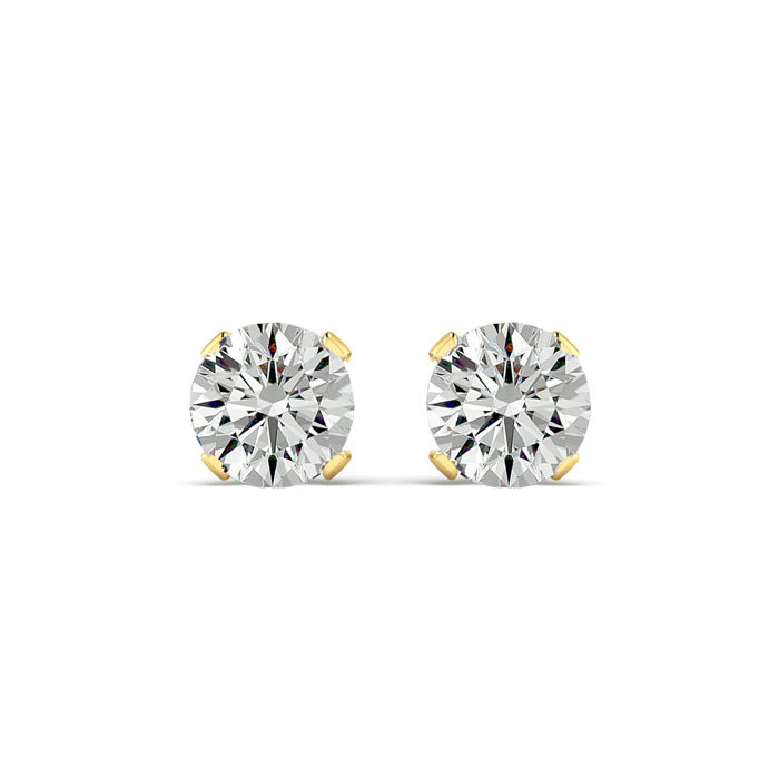 2 Carat Moissanite Stud Earrings Set In 14 Karat Yellow Gold, Screwbacks. Extra White G-H Color. Very Fiery Amazing VS1-VS2 Clarity!