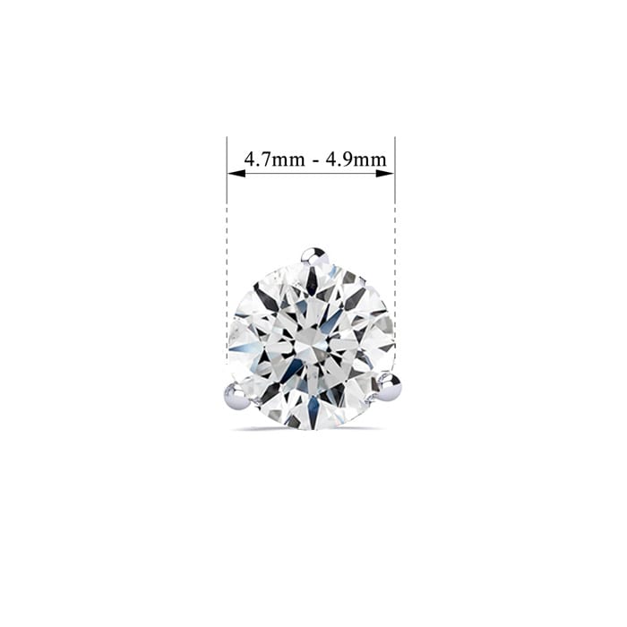 7/8 Carat Round Shape Single Diamond Stud Earring In 14 Karat White Gold, Martini Setting