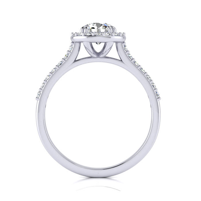 1 Carat Round Halo Diamond Engagement Ring in Platinum.  Incredible Platinum Engagement Ring At A Fabulous Price!
