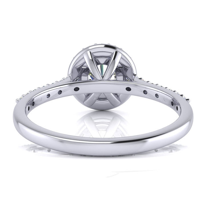 1 Carat Round Halo Diamond Engagement Ring in Platinum.  Incredible Platinum Engagement Ring At A Fabulous Price!
