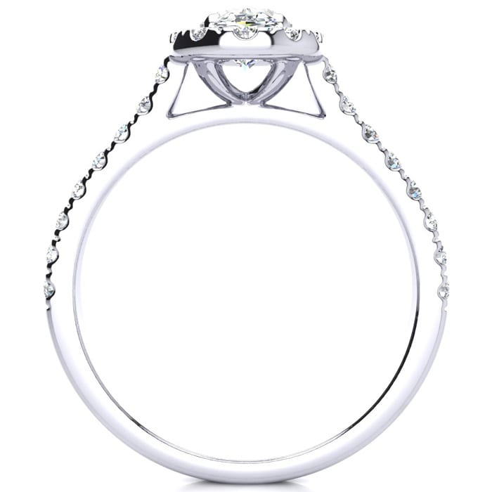 1 1/2 Carat Oval Shape Halo Diamond Engagement Ring in 14k White Gold
