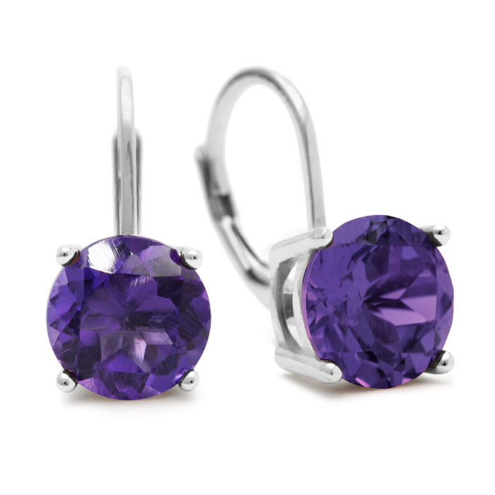 5 Carat Amethyst Drop Earrings in Sterling Silver
