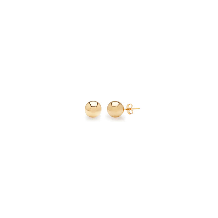 24K Yellow Gold Vermeil Polish Finished 2mm Ball Stud Earrings With Friction Backs  