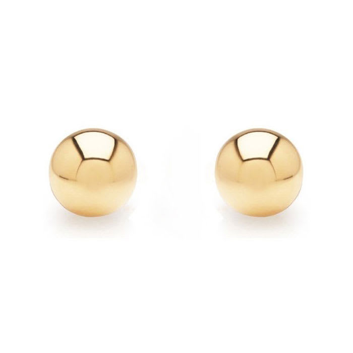 24K Yellow Gold Vermeil Polish Finished 2mm Ball Stud Earrings With Friction Backs  