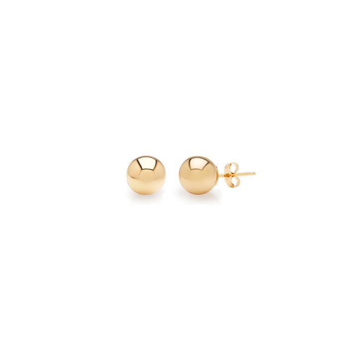 24K Yellow Gold Vermeil Polish Finished 3mm Ball Stud Earrings With Friction Backs  