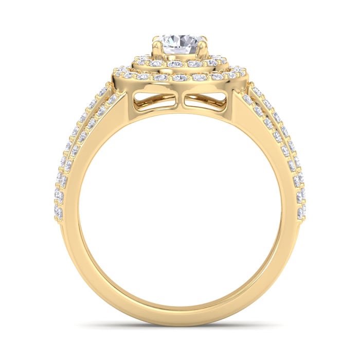 1 Carat Double Halo Diamond Engagement Ring In 14 Karat Yellow Gold