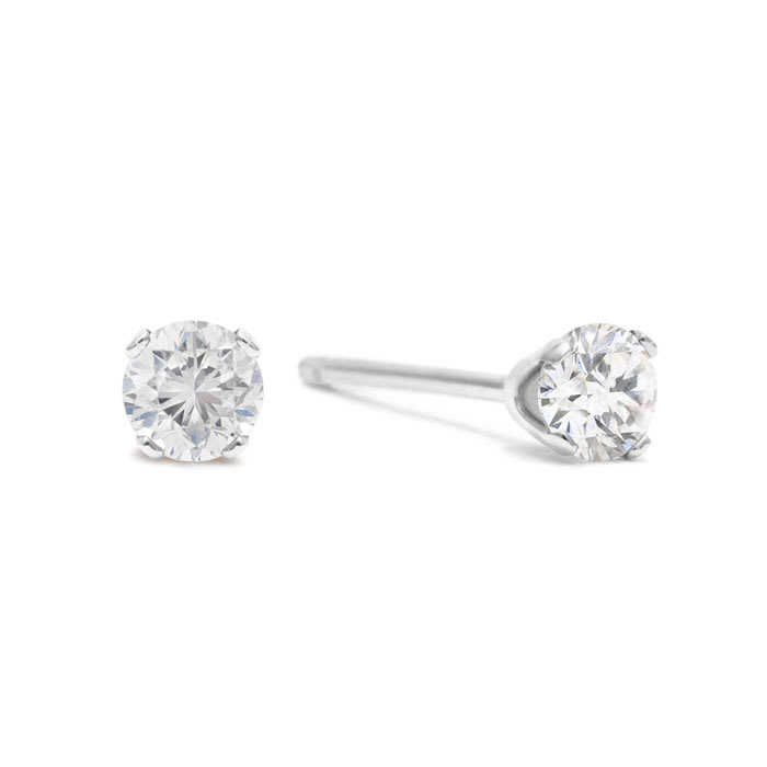 10 Point Diamond Stud Earrings In Sterling Silver. So Cute And Fiery