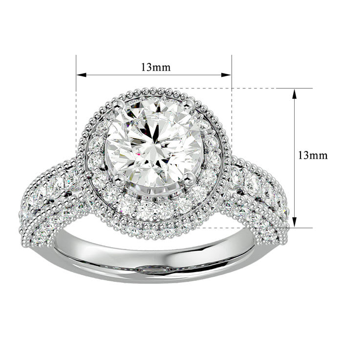 3 1/2 Carat Halo Diamond Engagement Ring In 14 Karat White Gold