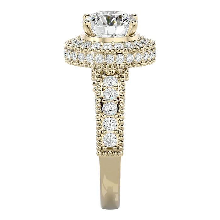 3 1/2 Carat Halo Diamond Engagement Ring In 14 Karat Yellow Gold