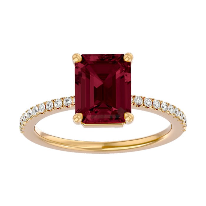 Garnet Ring: Garnet Jewelry: 3 Carat Garnet and Diamond Ring In 14 Karat Yellow Gold