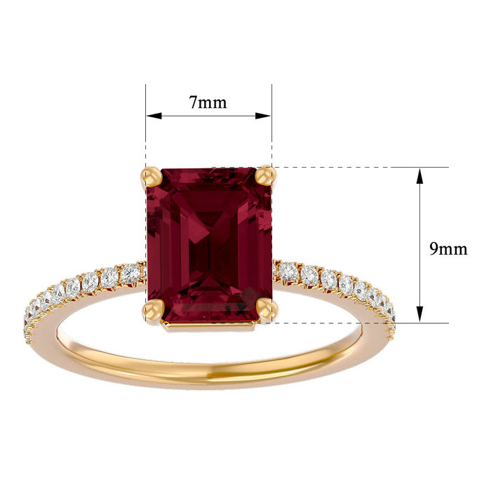 Garnet Ring: Garnet Jewelry: 3 Carat Garnet and Diamond Ring In 14 Karat Yellow Gold