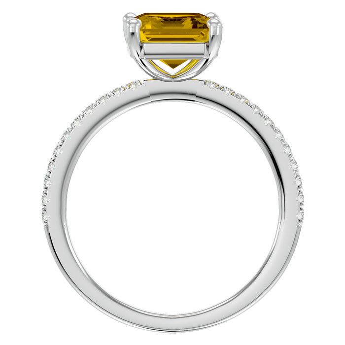 2 1/5 Carat Citrine and Diamond Ring In 14 Karat White Gold