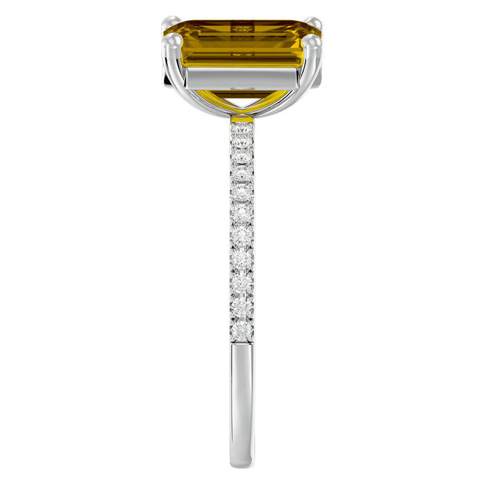 2 1/5 Carat Citrine and Diamond Ring In 14 Karat White Gold