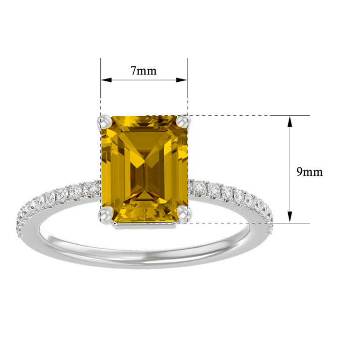 2 1/5 Carat Citrine and Diamond Ring In 14 Karat White Gold