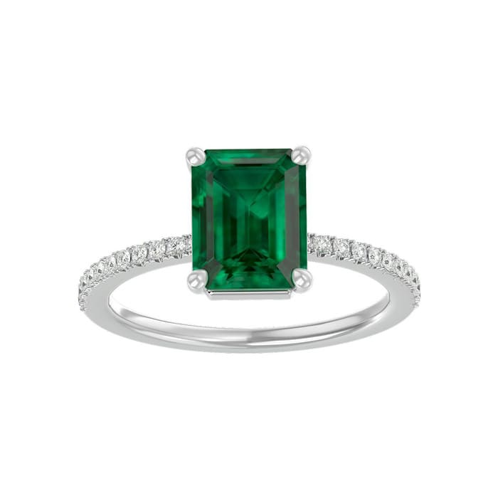 2 1/3 Carat Emerald and Diamond Ring In 14 Karat White Gold
