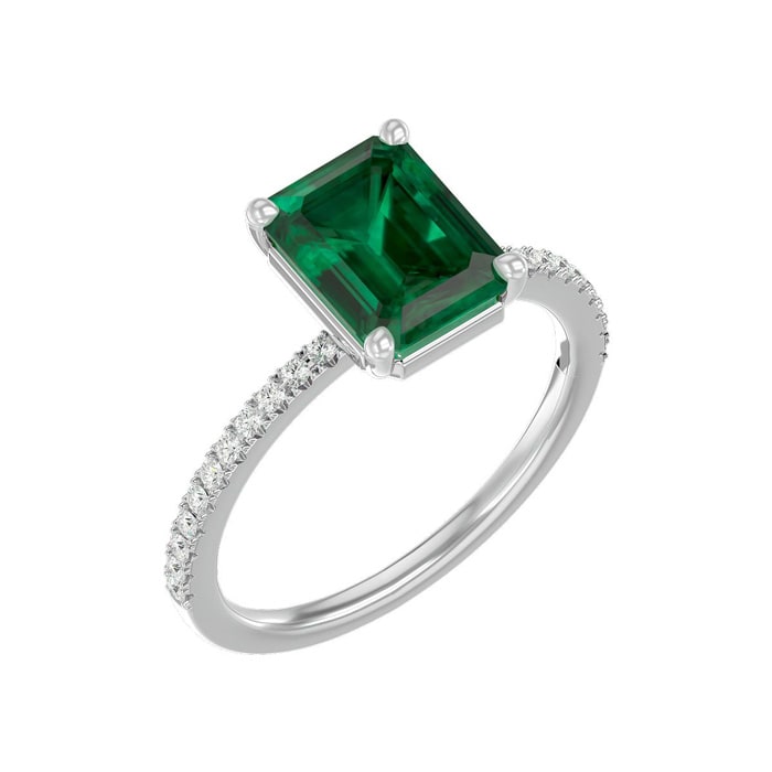 2 1/3 Carat Emerald and Diamond Ring In 14 Karat White Gold