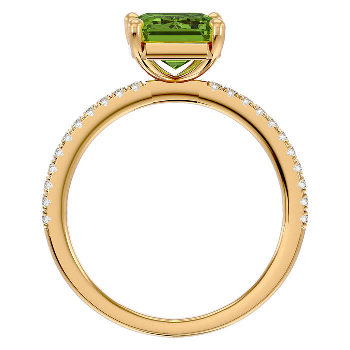 2 3/4 Carat Peridot and Diamond Ring In 14 Karat Yellow Gold