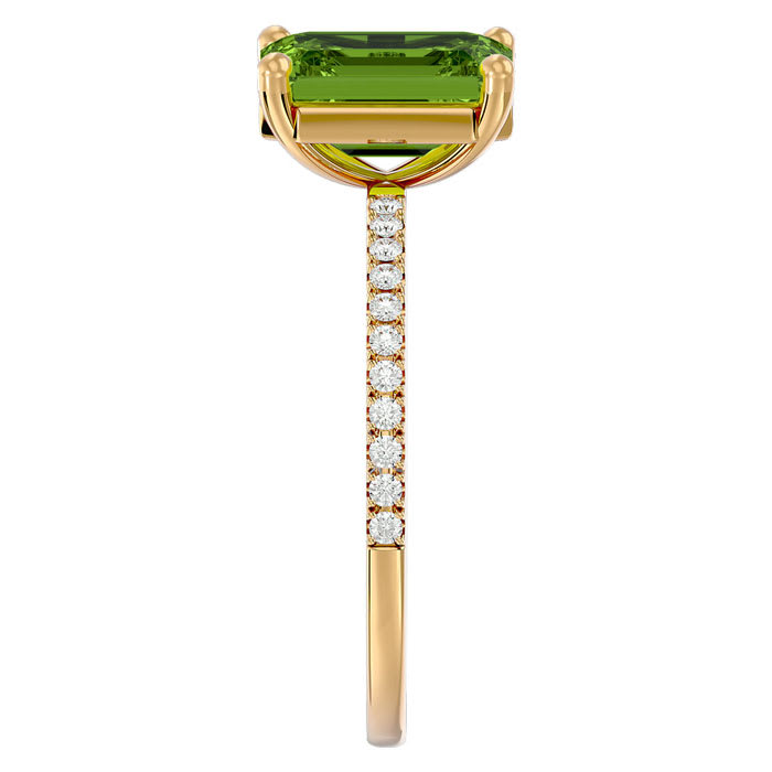 2 3/4 Carat Peridot and Diamond Ring In 14 Karat Yellow Gold