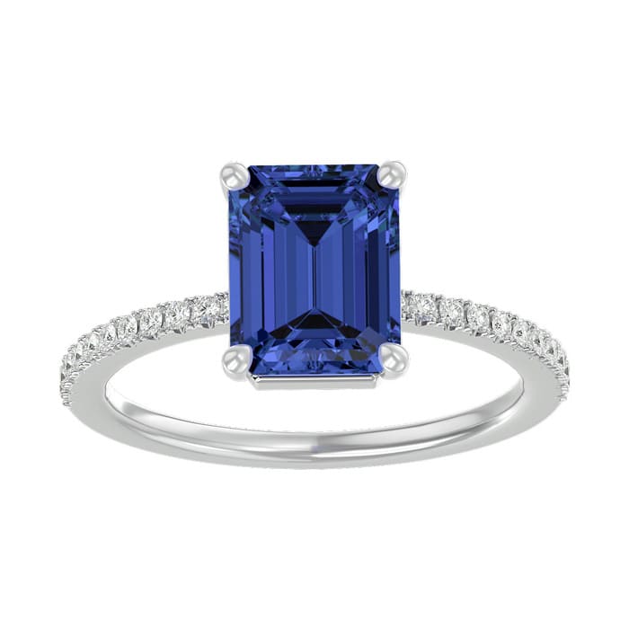 2 1/2 Carat Tanzanite and Diamond Ring In 14 Karat White Gold
