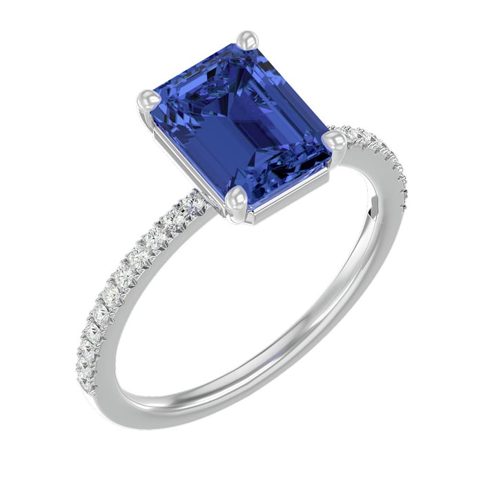 2 1/2 Carat Tanzanite and Diamond Ring In 14 Karat White Gold
