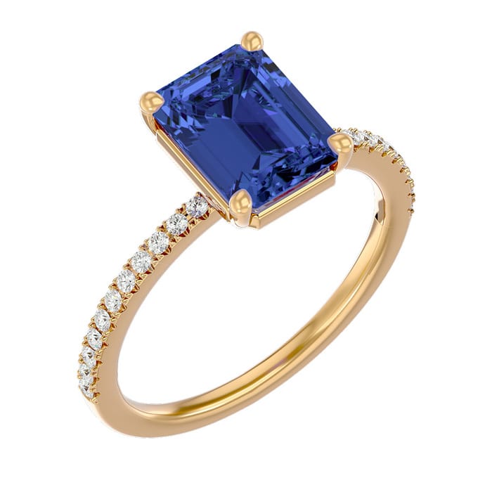 2 1/2 Carat Tanzanite and Diamond Ring In 14 Karat Yellow Gold