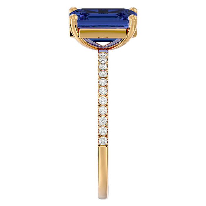 2 1/2 Carat Tanzanite and Diamond Ring In 14 Karat Yellow Gold